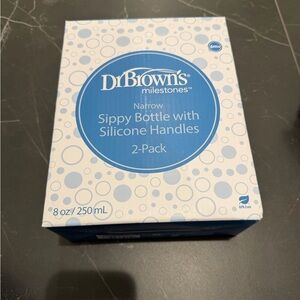 Dr. Brown's Narrow Sippy Bottle with Silicone Handles - Blue (2-Pack)